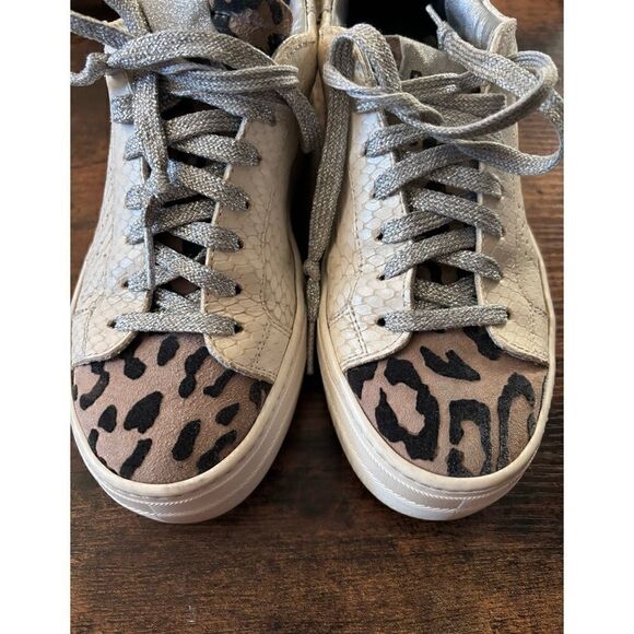 P448 Thea Python Roccia White Leather Platform Sneakers Size 35 - Picture 3 of 9